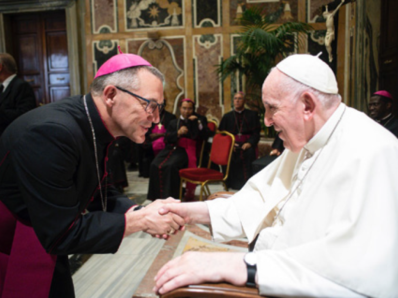 Bishop Michael meeting Pope Francis