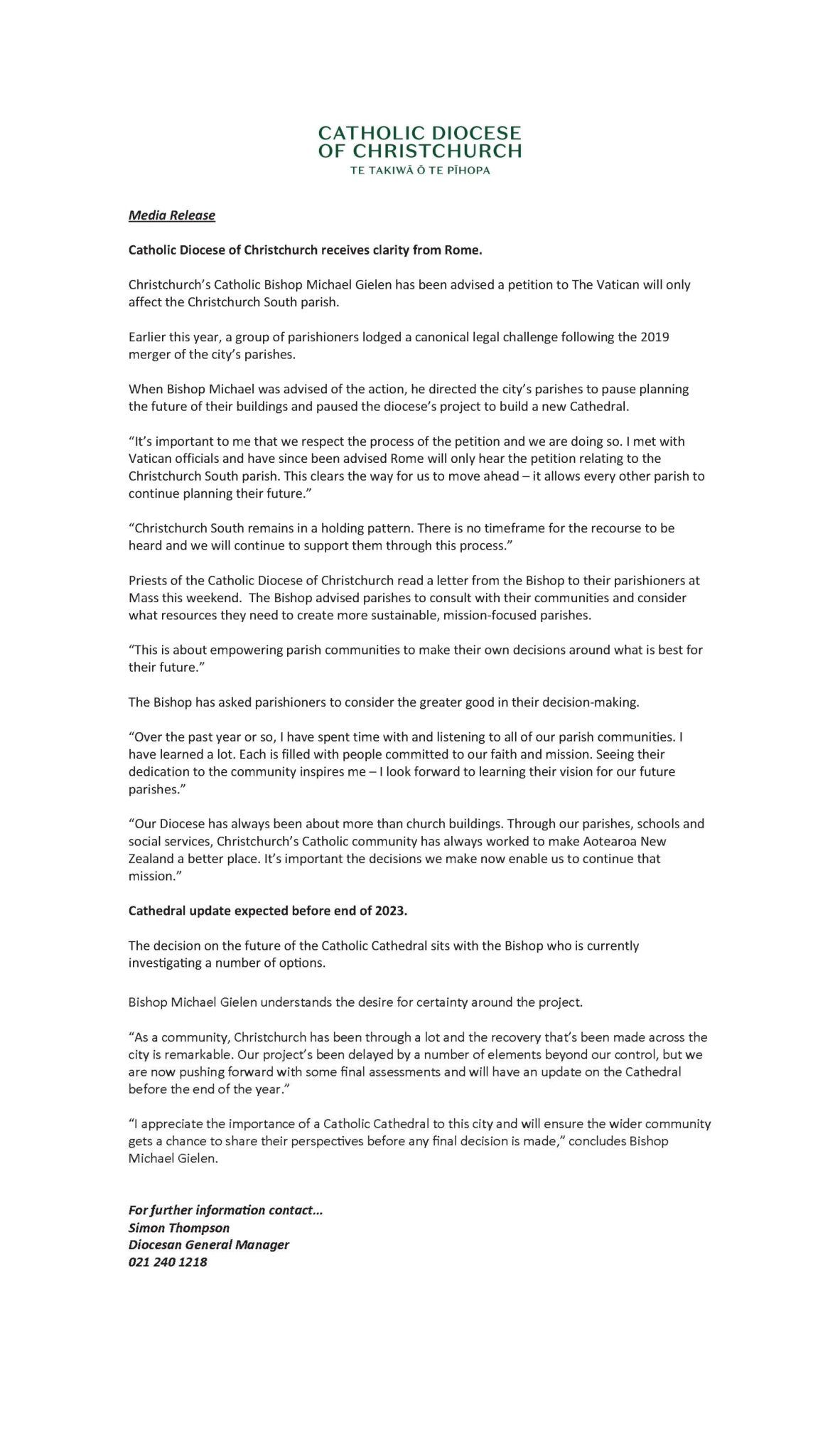 Media Release 29.10.23