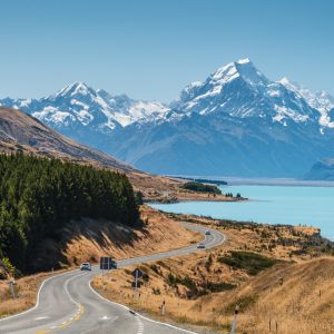 Landscape Lake Pukaki New Zealand Snow Mountains